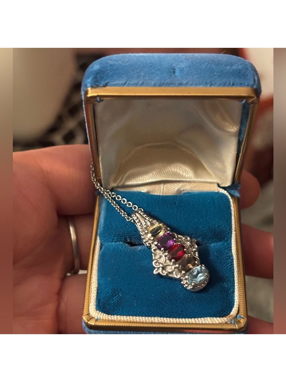 NWT EverTrue Multi Gemstone Chakra Rainbow 🌈 Pendant Necklace • 22in With Chain - Picture 3 of 13